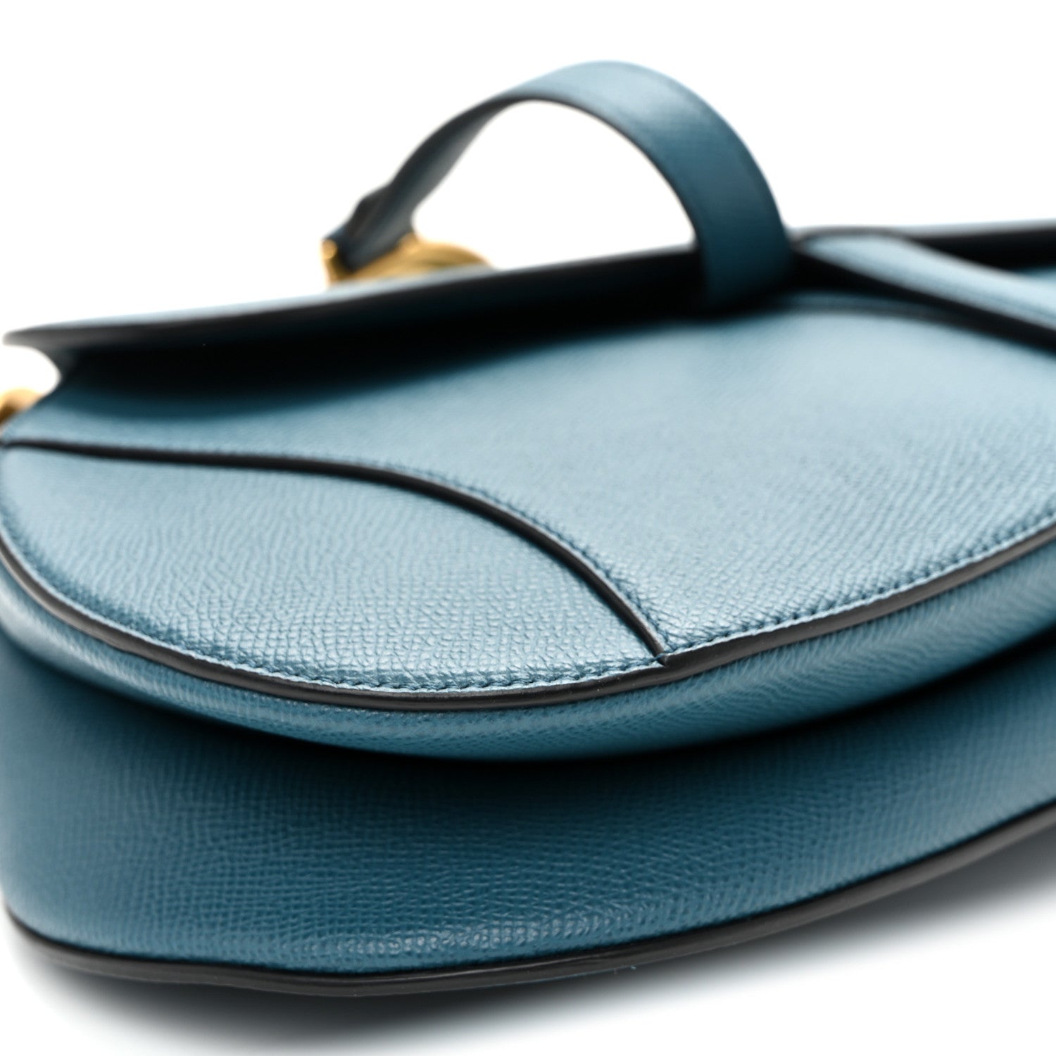 Christian Dior Grained Calfskin Saddle Bag Steel Blue 9 of 10