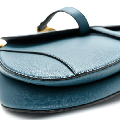 Christian Dior Grained Calfskin Saddle Bag Steel Blue 9 of 10