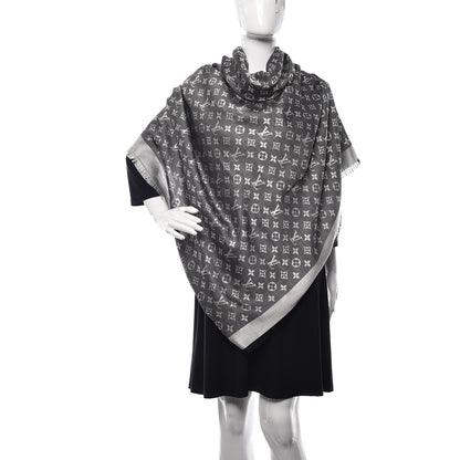 Louis Vuitton Wool Silk Monogram Denim Shawl Black 2 of 4