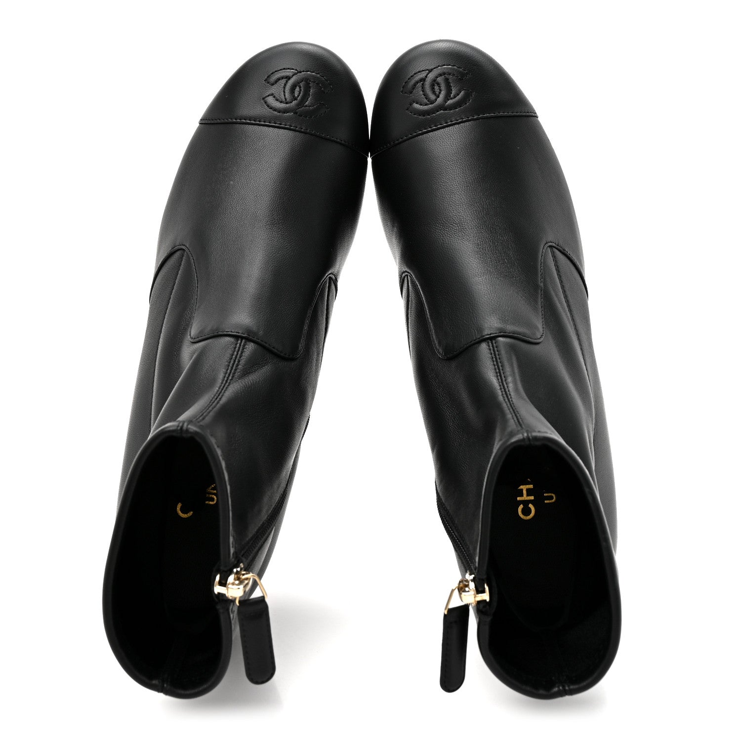 Chanel Stretch Lambskin Cap Toe CC Short Boots 38.5 Black 2 of 9