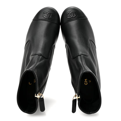 Chanel Stretch Lambskin Cap Toe CC Short Boots 38.5 Black 2 of 9