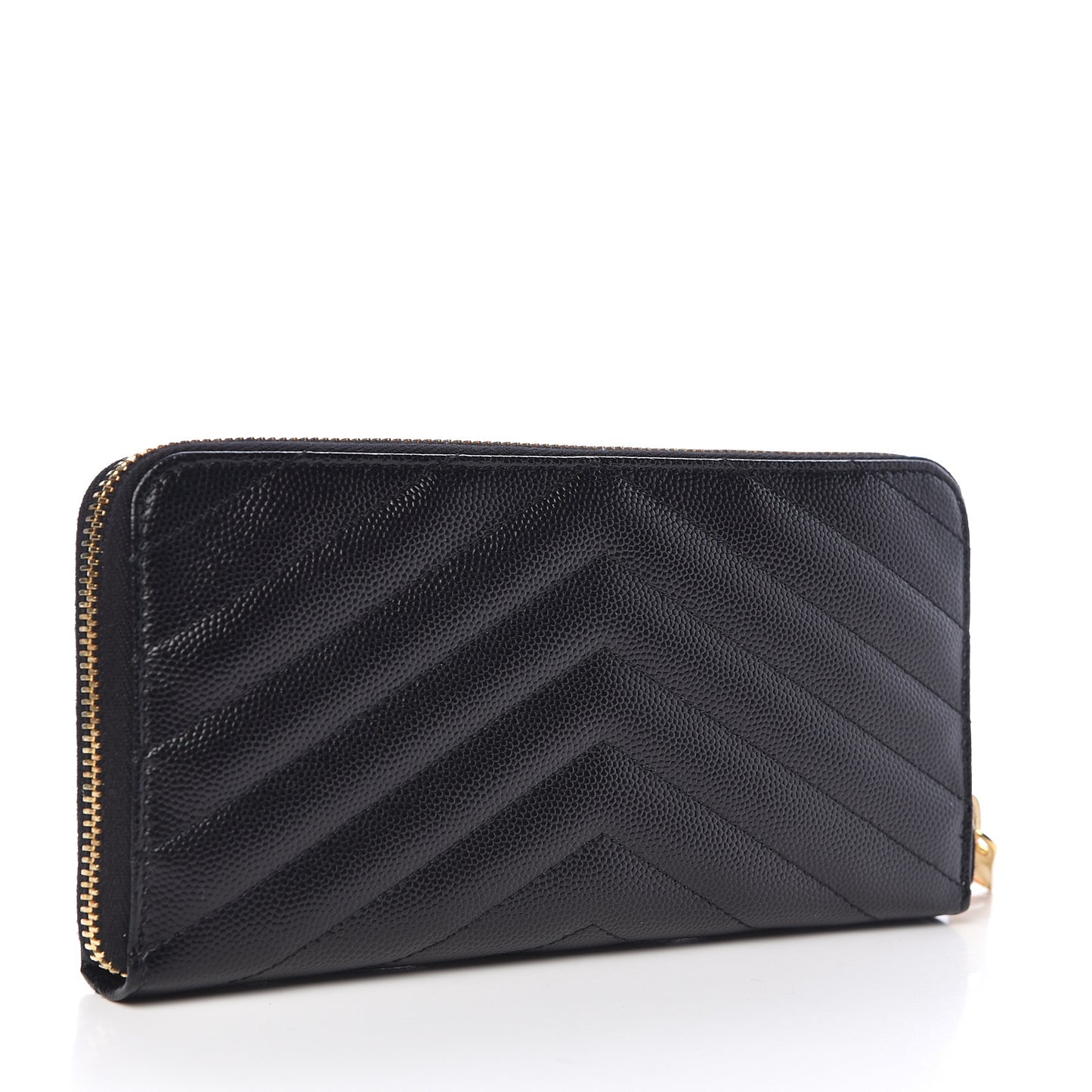Grain De Poudre Matelasse Chevron Monogram Zip Around Wallet Black