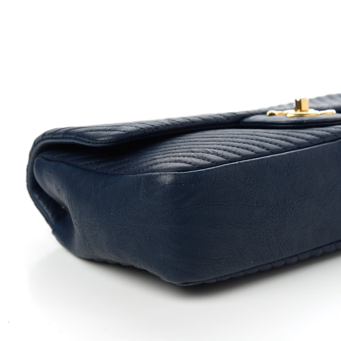 Calfskin Surpique Chevron Medium Flap Navy