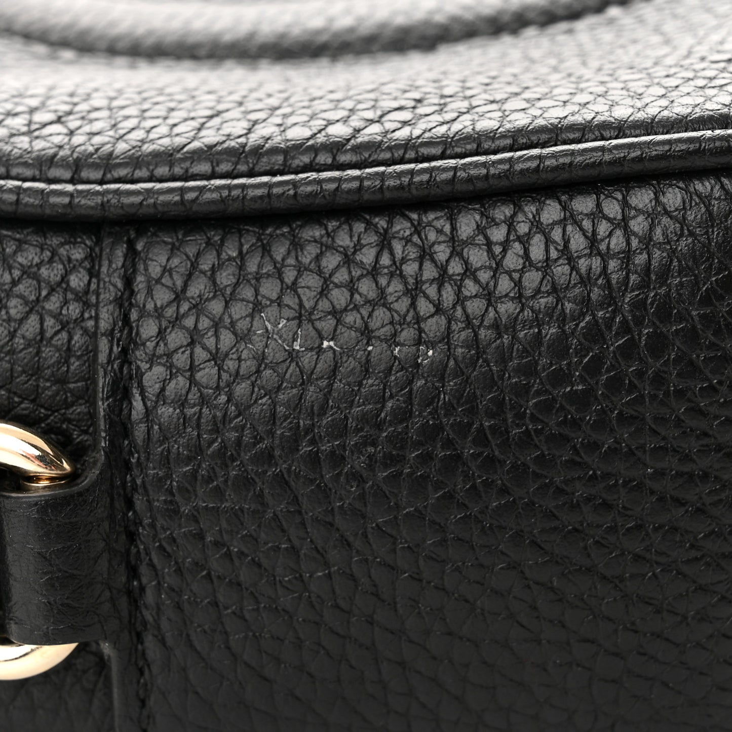 Pebbled Calfskin Small Soho Disco Bag Black
