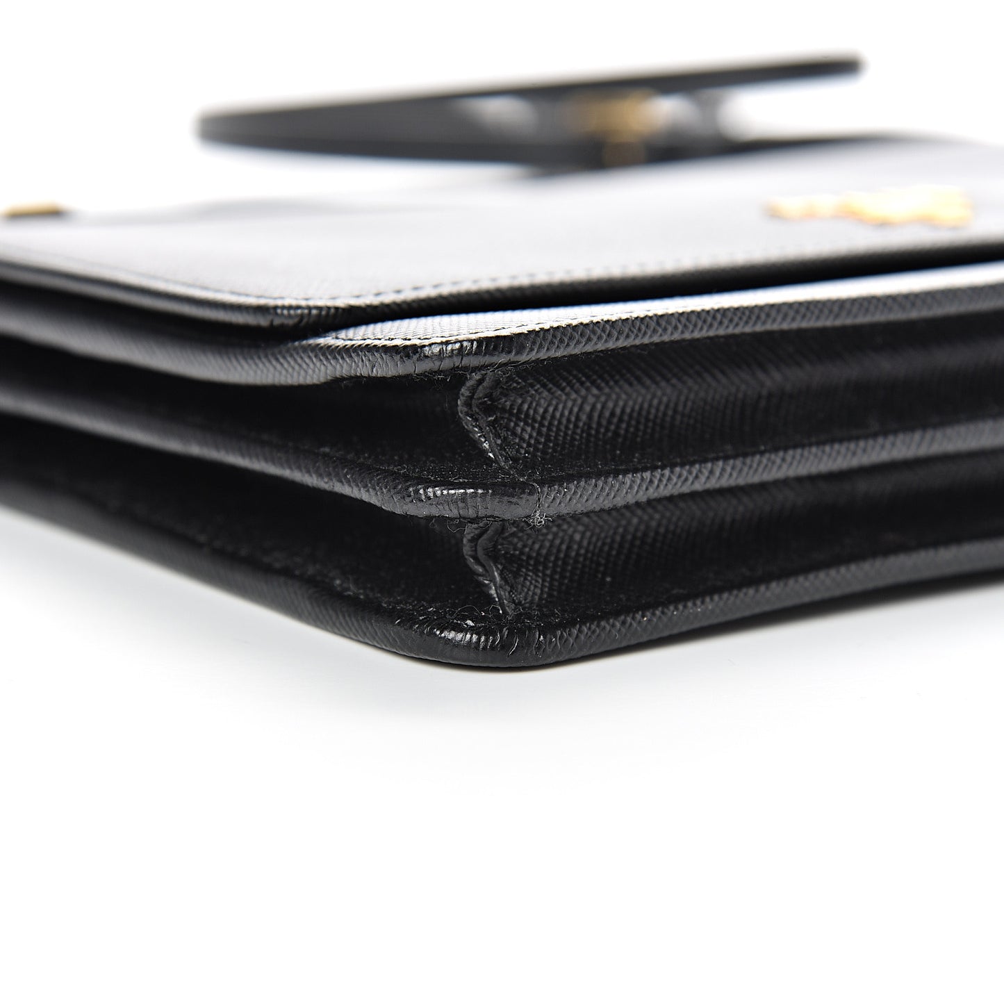 Saffiano Metal Flap Wallet With Strap Black