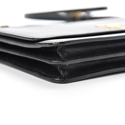 Prada Saffiano Metal Flap Wallet With Strap Black 9 of 15
