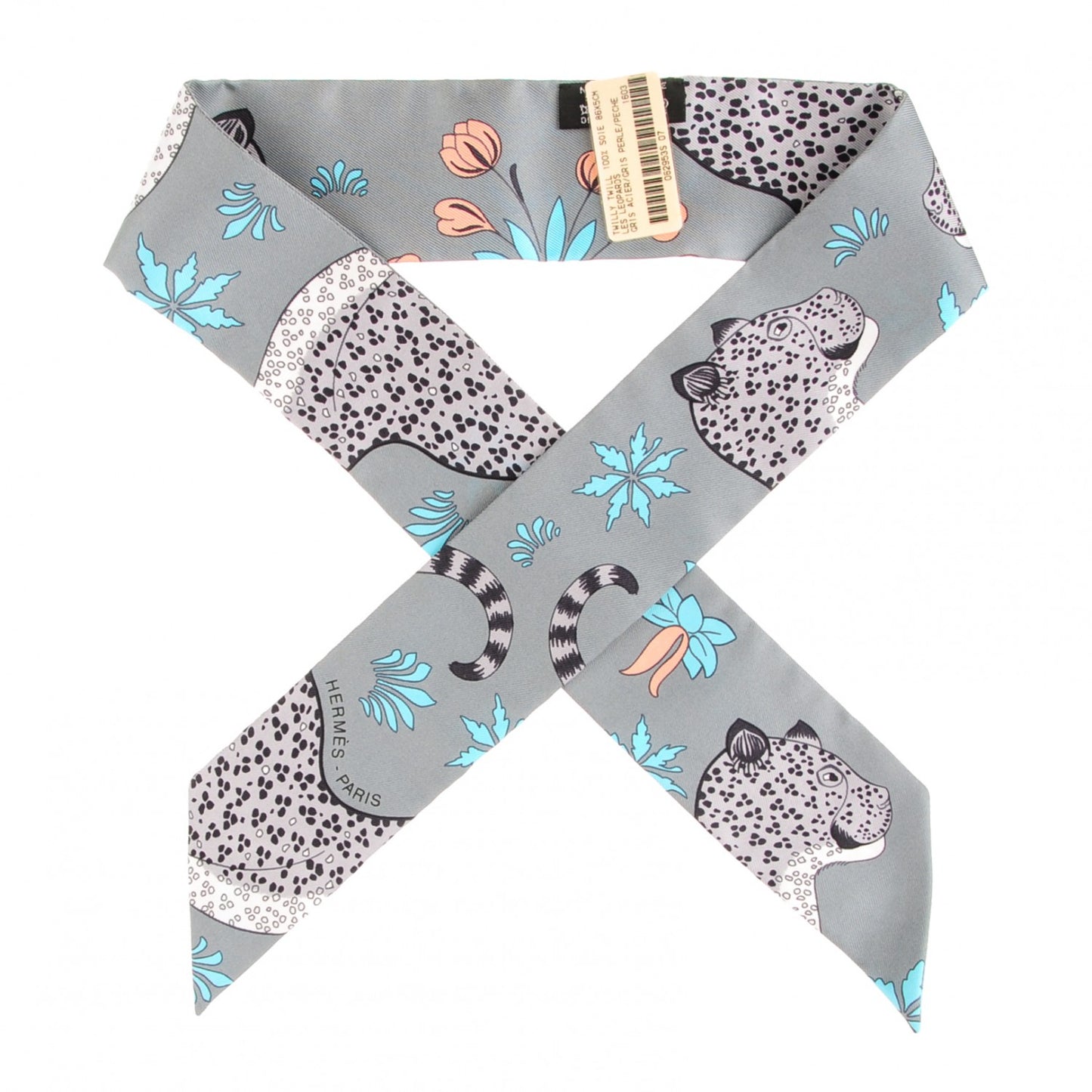 Silk Les Leopards Twilly Gris Acier Gris Perle Peach