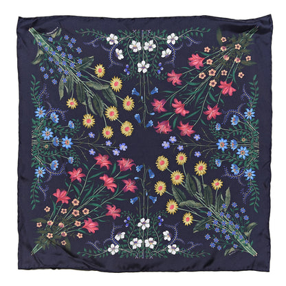 Gucci Silk Twill Nuovoflora Square Handkerchief Midnight Blue Blue 1 of 4