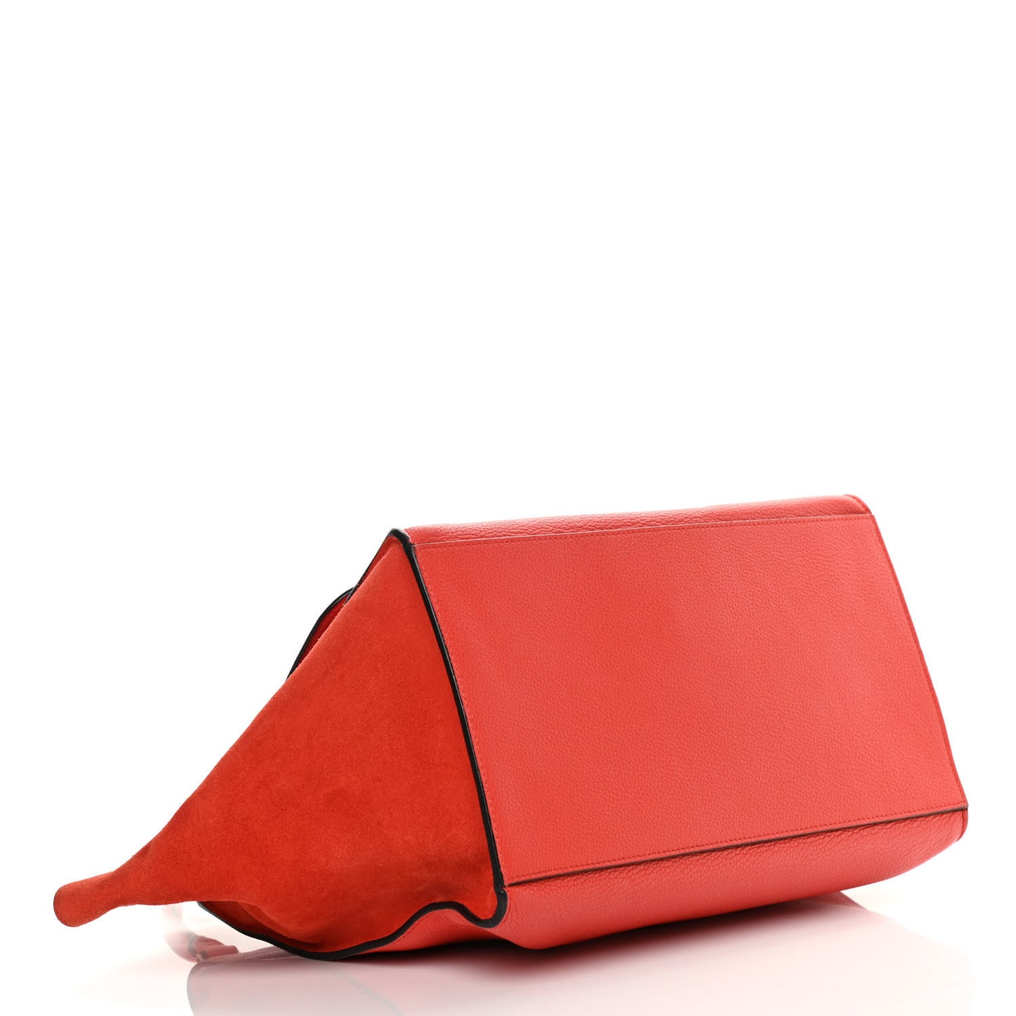 Drummed Calfskin Suede Large Trapeze Vermillion