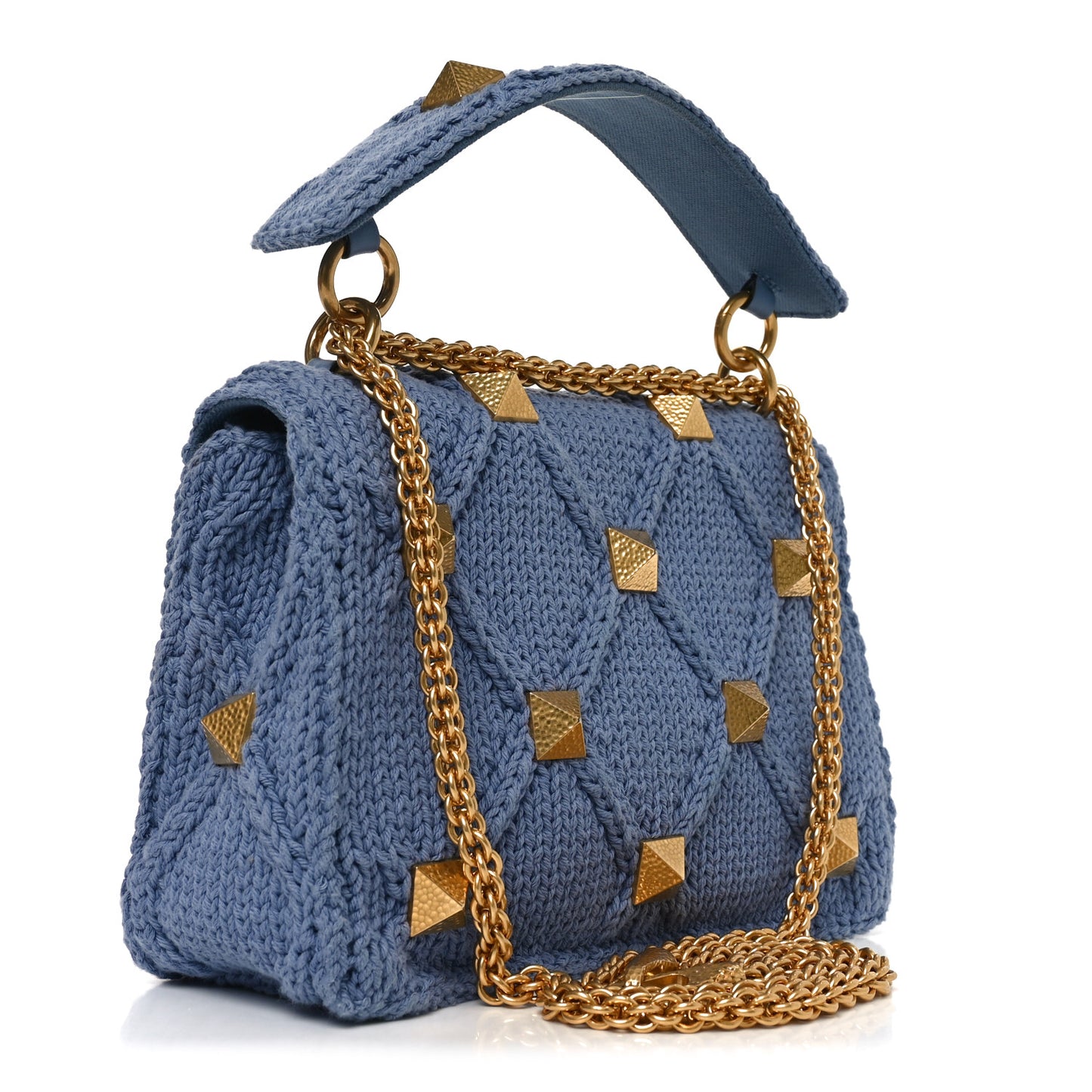 Knit Medium Roman Stud Shoulder Bag Niagara