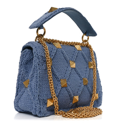 Valentino Garavani Knit Medium Roman Stud Shoulder Bag Niagara 3 of 9
