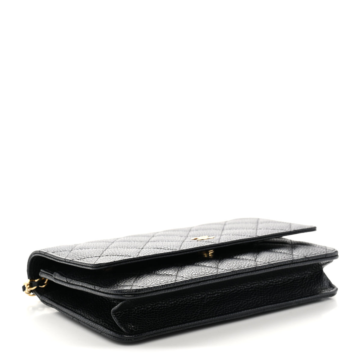 Caviar Quilted Wallet on Chain WOC Black