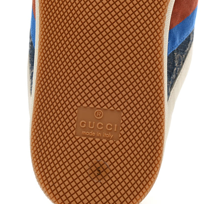 Gucci Denim GG Monogram Calfskin Web Mens Screener Sneakers 5 Blue Tea New Mystic White 6 of 9