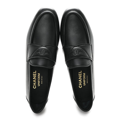 Chanel Calfskin Womens Stitched CC Loafers 36 Black 2 of 9