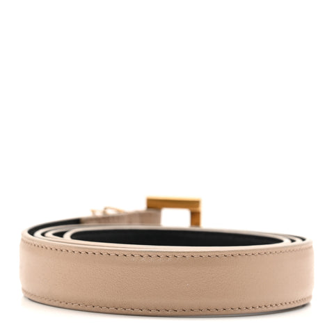 Smooth Calfskin Monogram Square Buckle Belt 80 32 Dark Beige