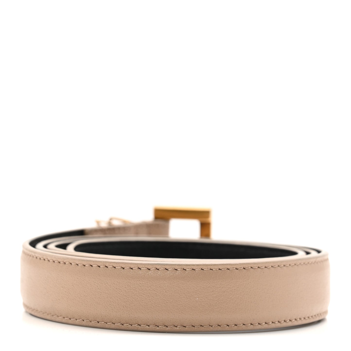 Smooth Calfskin Monogram Square Buckle Belt 80 32 Dark Beige