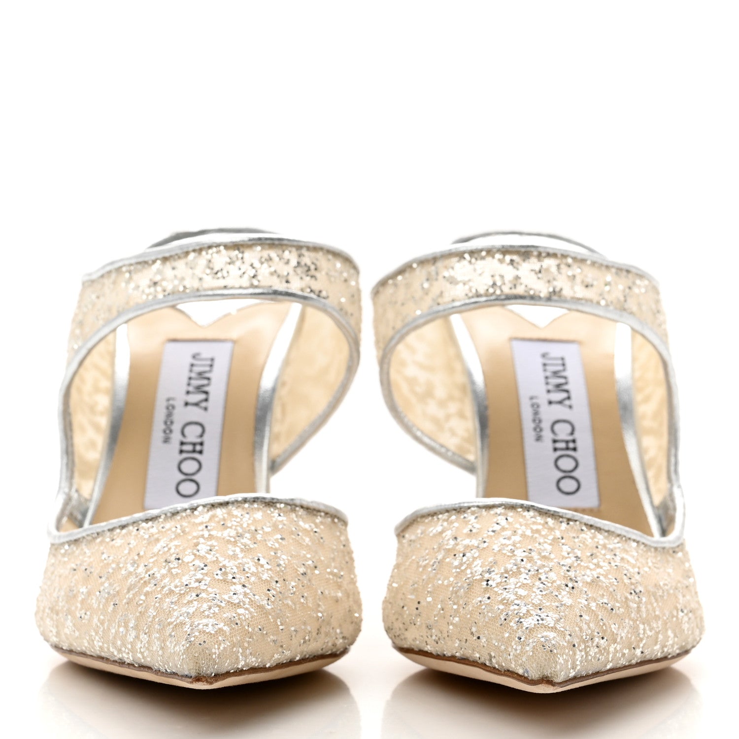 Jimmy Choo Suede Mesh Glitter Bridal Avri 90 Sandals 36 Silver 2 of 7