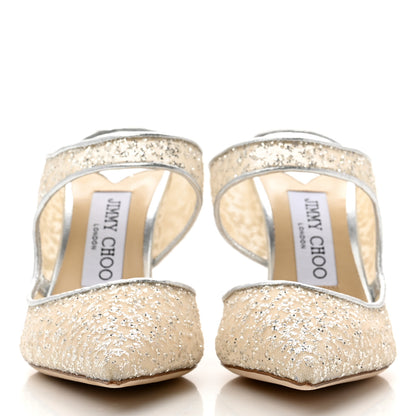 Jimmy Choo Suede Mesh Glitter Bridal Avri 90 Sandals 36 Silver 2 of 7