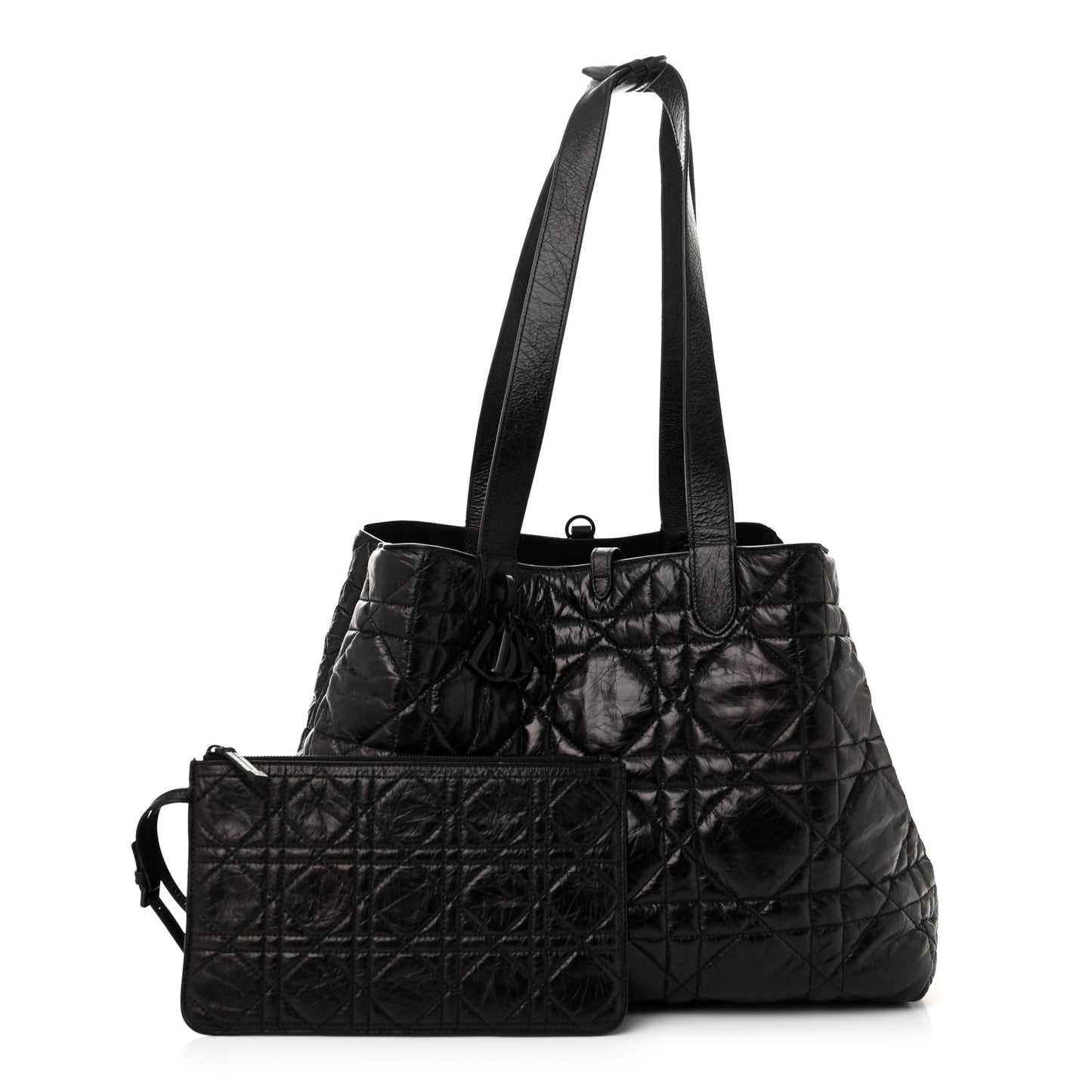 Crinkled Calfskin Macrocannage Large Toujours Black