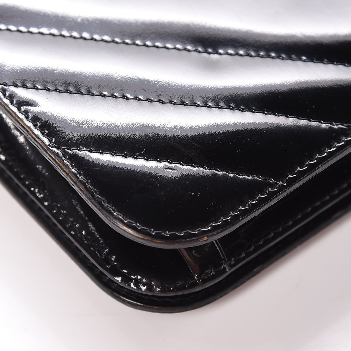 Patent Small Single Flap Bag Black