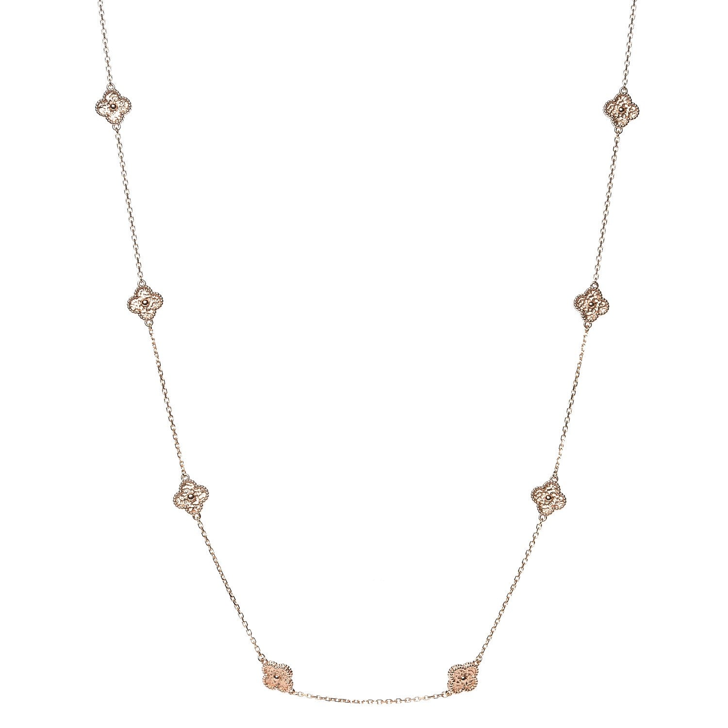 Van Cleef & Arpels 18K Rose Gold 16 Motifs Sweet Alhambra Necklace 1 of 5