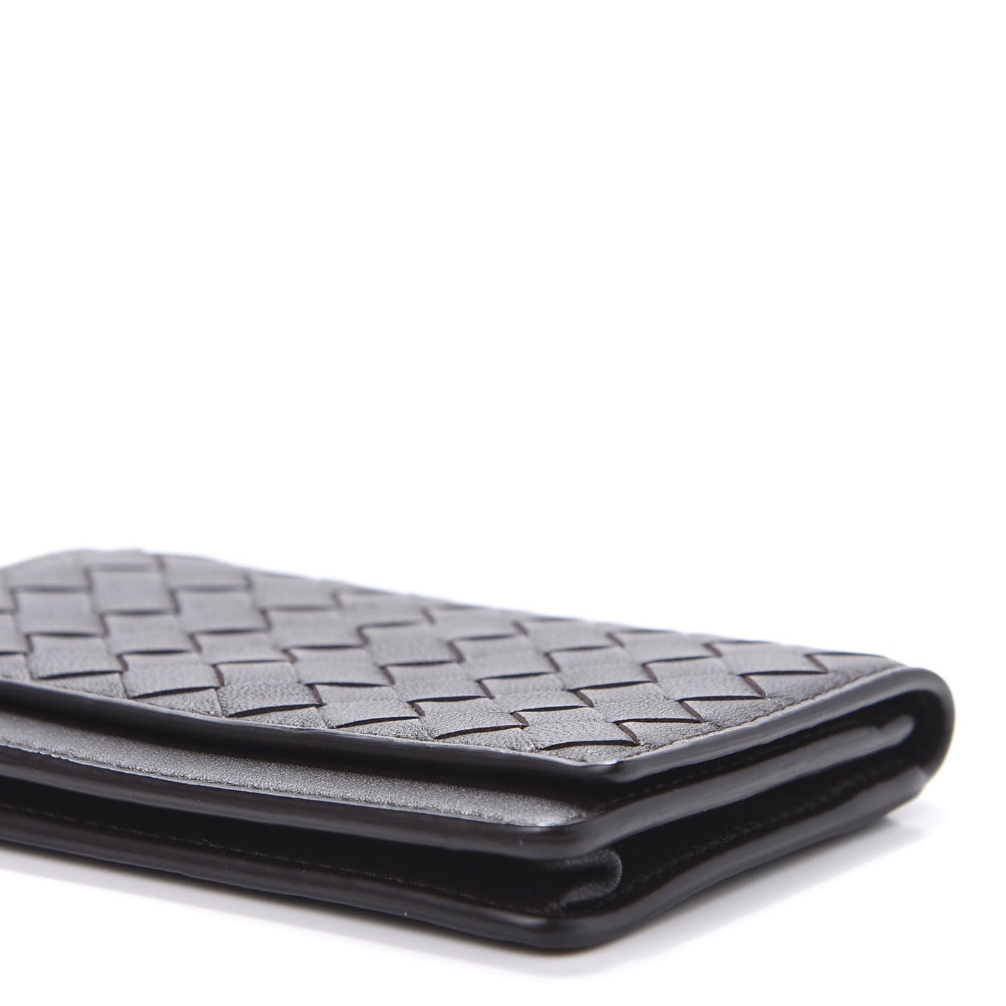 Nappa Intrecciato Card Holder Ebano