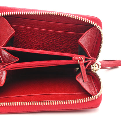Gucci Pebbled Calfskin Soho Compact Disco Zip Around Wallet Tabasco Red 5 of 10
