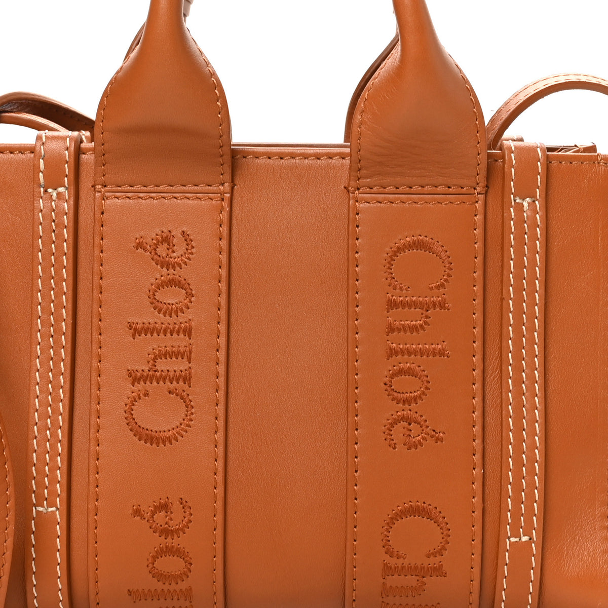 Chloe Calfskin Mini Woody Ribbon Tote Caramel 6 of 8
