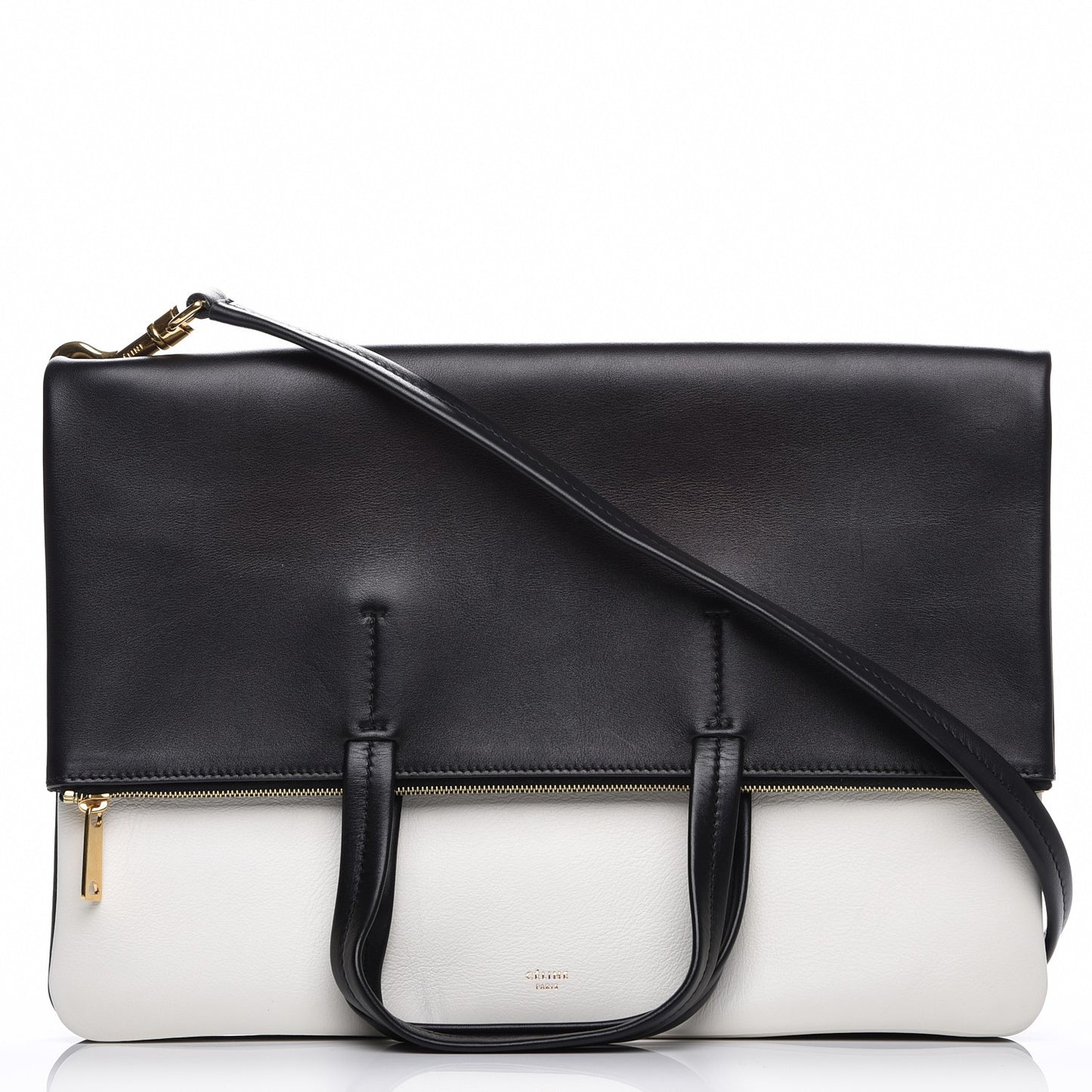 Calfskin Folded Cabas Black White