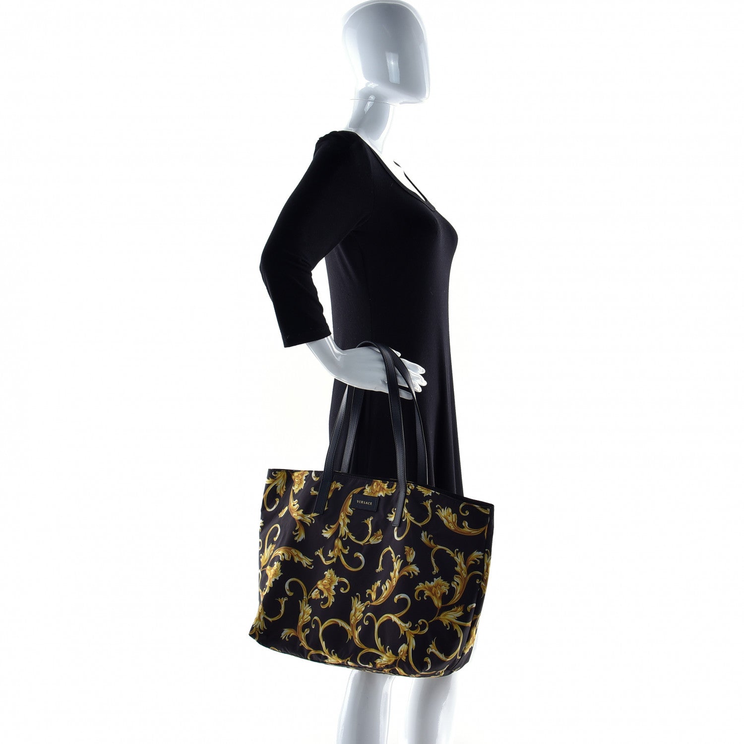 Versace Nylon Baroque Print Tote Black 5 of 16