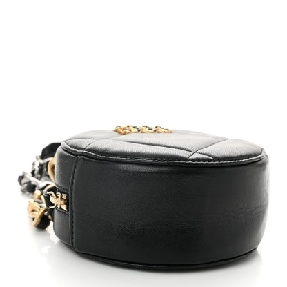 Chanel Shiny Goatskin Quilted Chanel 19 Round Clutch With Chain Black 4 of 10