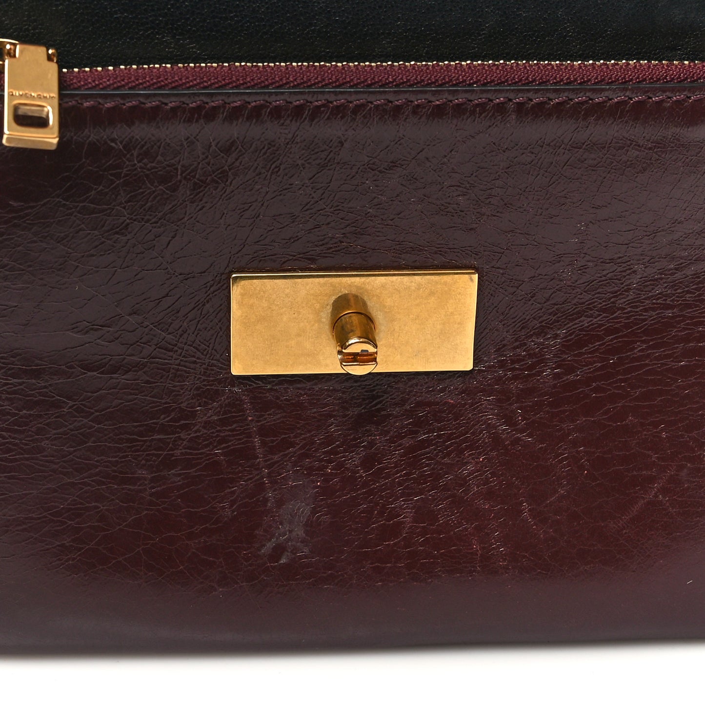 Crinkled Patent Lambskin Small GV3 Shoulder Bag Black Burgundy