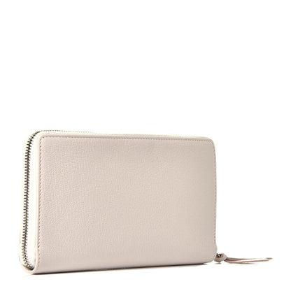 Balenciaga Chevre Silver Metallic Edge Hardware Zip Around Wallet Blanc Neige 3 of 8