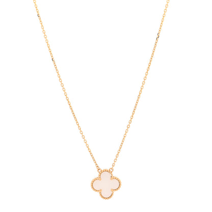 Van Cleef & Arpels 18K Yellow Gold Mother of Pearl Vintage Alhambra Pendant Necklace 1 of 6