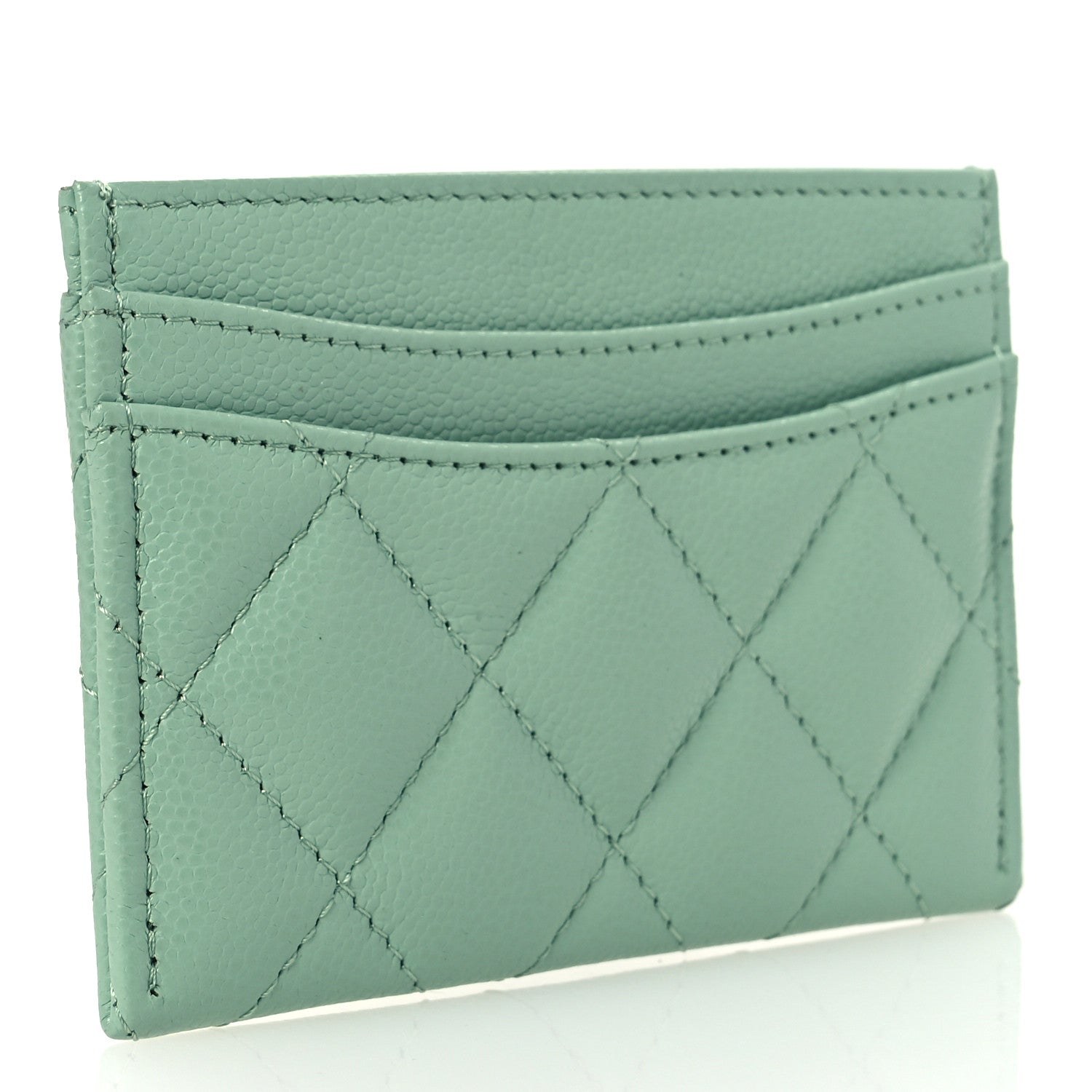 Chanel Caviar Quilted Card Holder Light Green 3 of 9