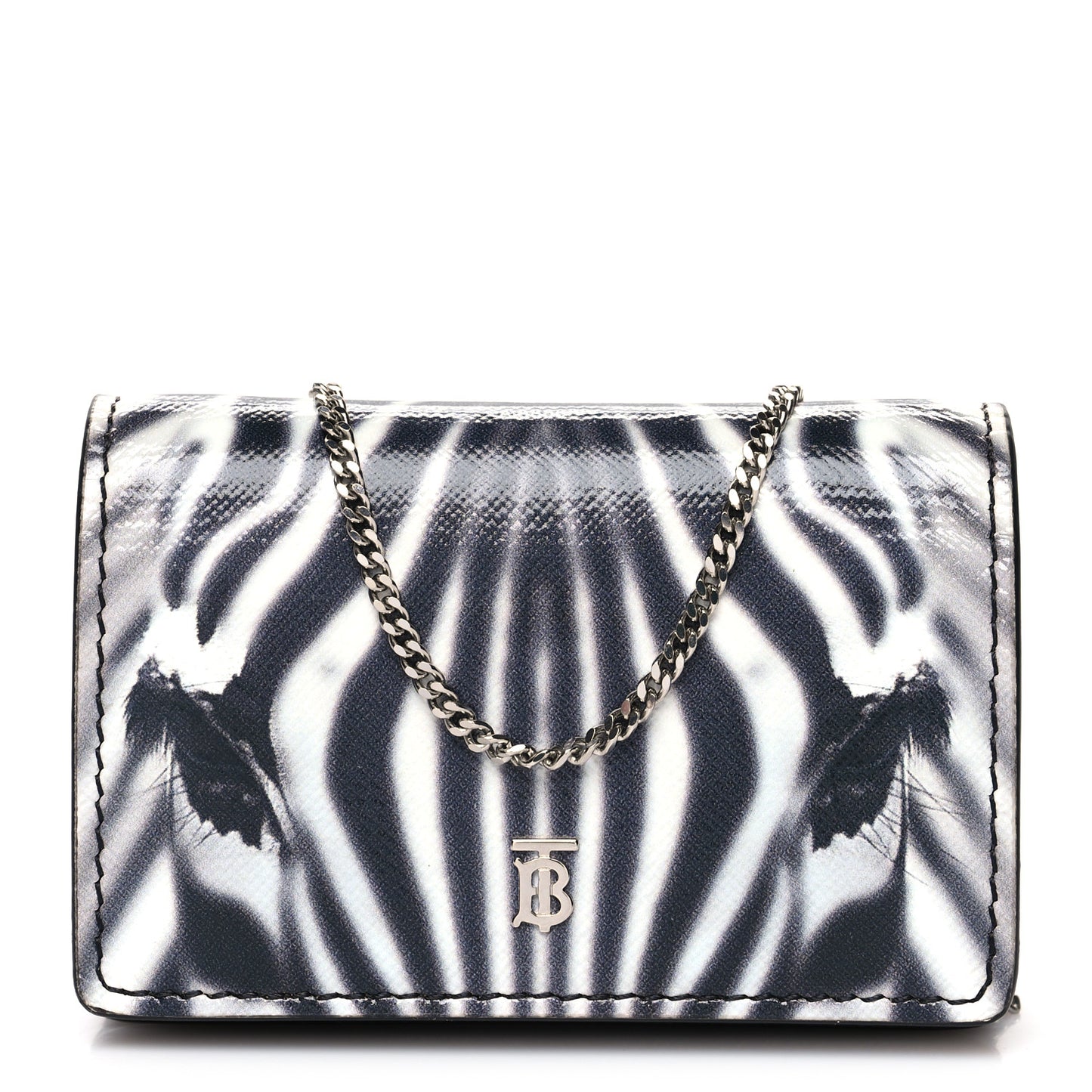 Calfskin Zebra Wallet on Chain Black White