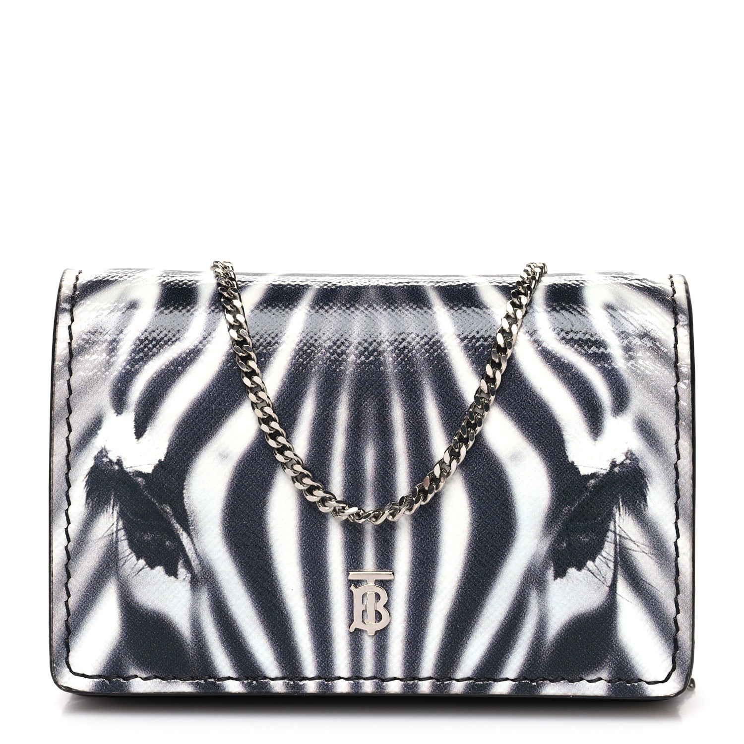 Burberry Calfskin Zebra Wallet on Chain Black White 1 of 11