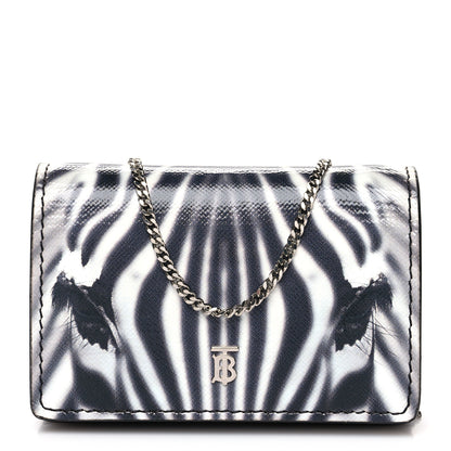 Burberry Calfskin Zebra Wallet on Chain Black White 1 of 11