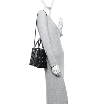 Christian Dior Lambskin Cannage Medium Lady Dior Black 2 of 15