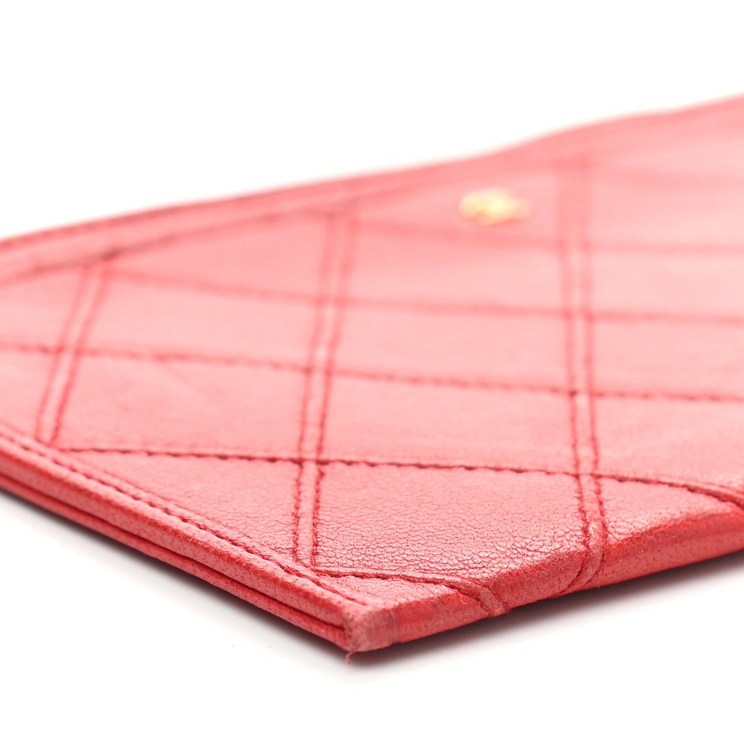 Lambskin Diamond Stitched Card Holder Red