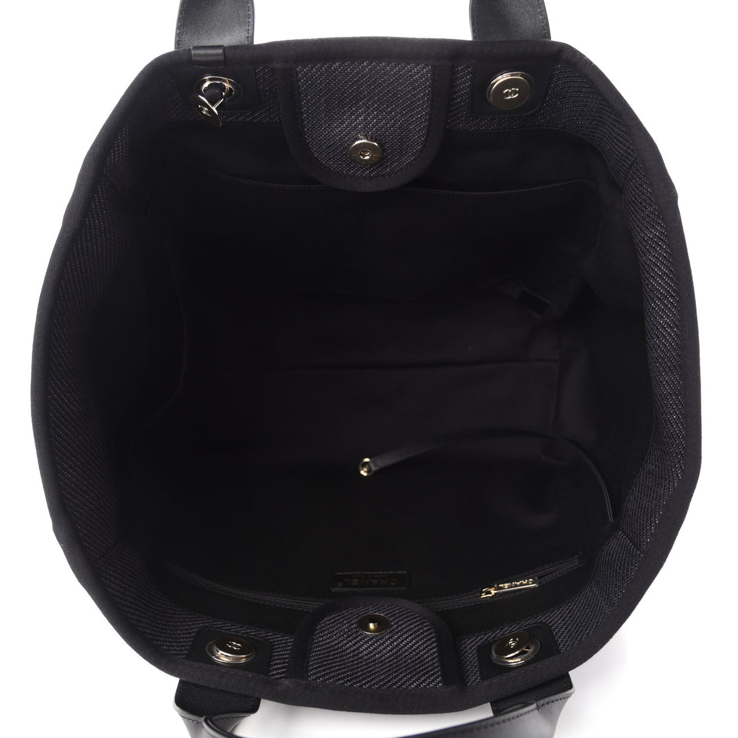 Mixed Fibers Calfskin Medium Deauville Tote Black