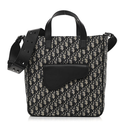 Christian Dior Oblique Saddle Tote Beige Black 1 of 11