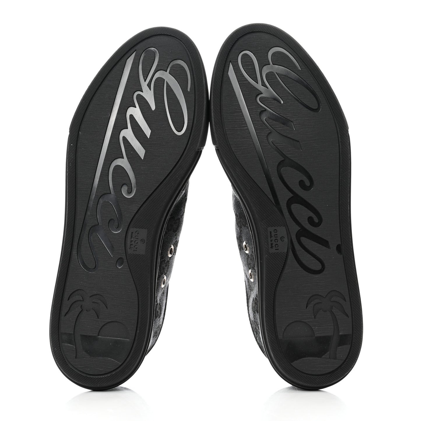 GG Monogram Calfskin Womens Low Top Sneakers 39 Piombo Black