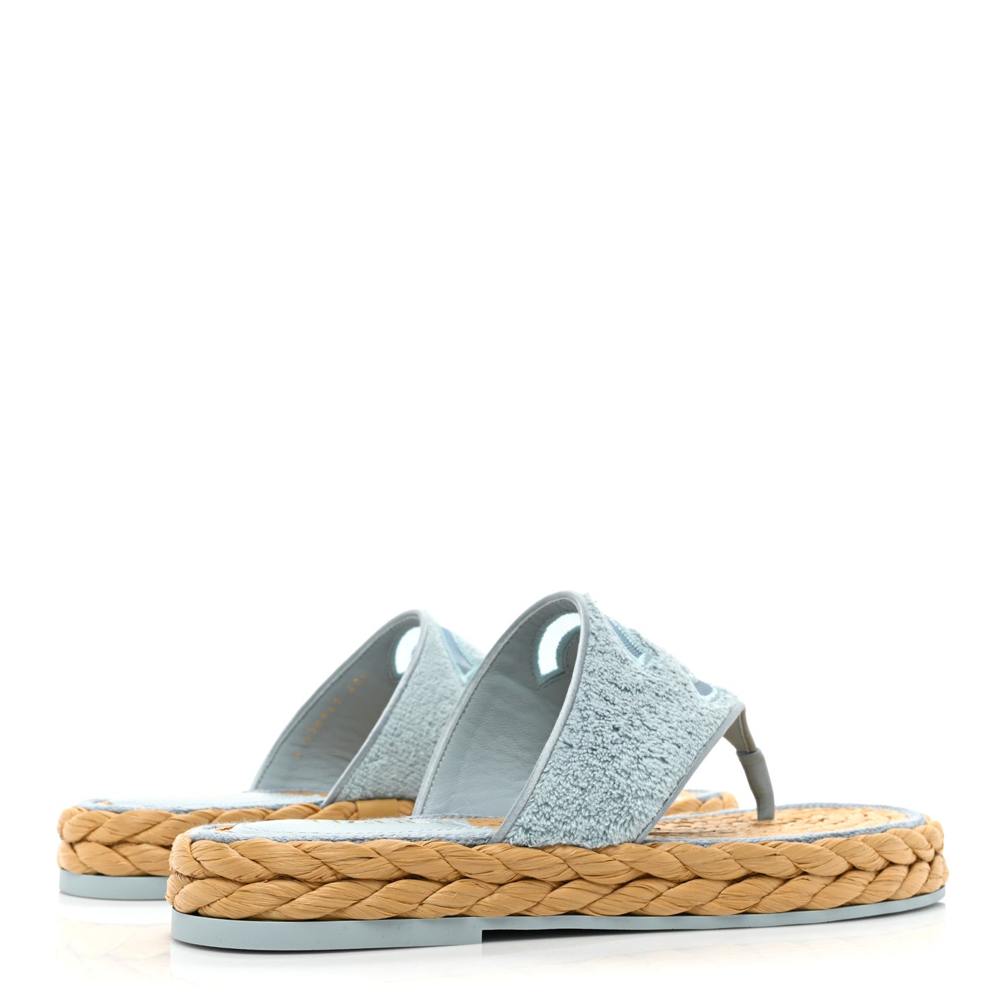 Terry Cloth CC Thong Sandals 40.5 Light Blue