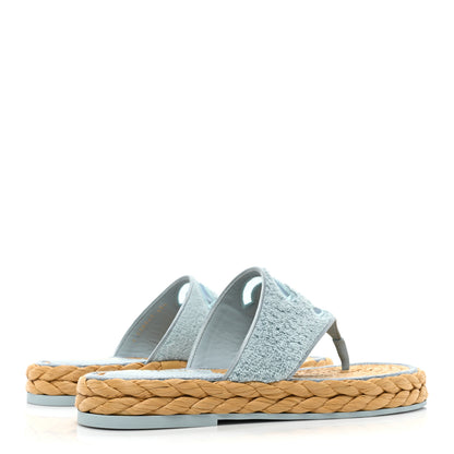 Chanel Terry Cloth CC Thong Sandals 40.5 Light Blue 4 of 9