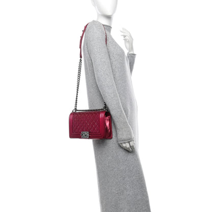 Chanel Metallic Patent Calfskin Quilted Medium Boy Flap Pink 2 of 10