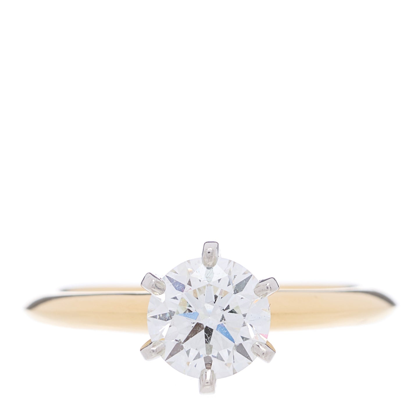 18K Yellow Gold Platinum Diamond .80ct Solitaire Engagement Ring 48 4.5