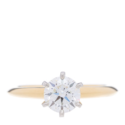 Tiffany 18K Yellow Gold Platinum Diamond .80ct Solitaire Engagement Ring 48 4.5 1 of 5