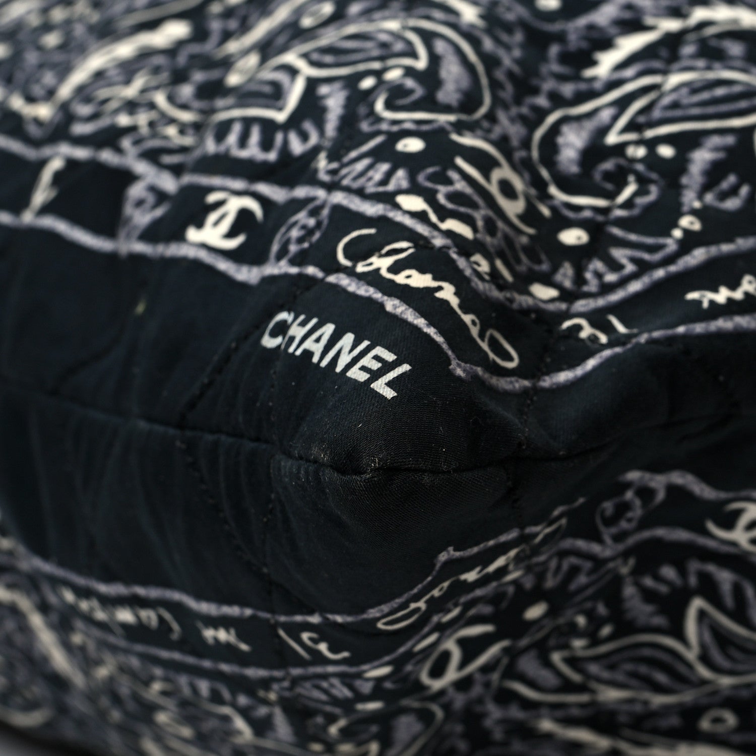 Chanel Cotton Quilted XXL Bandana Shopping Tote Blue 8 of 11