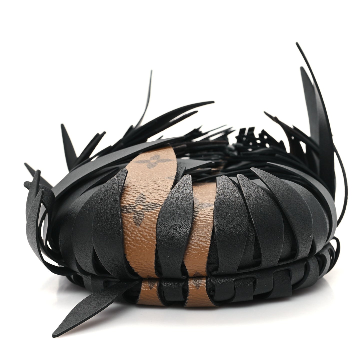 Reverse Monogram Fringes Bandouliere Shoulder Strap PM Black